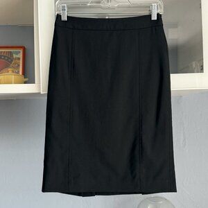 Burberry Black Pencil Skirt Double Vents Panel Stitching Detail Size US 2